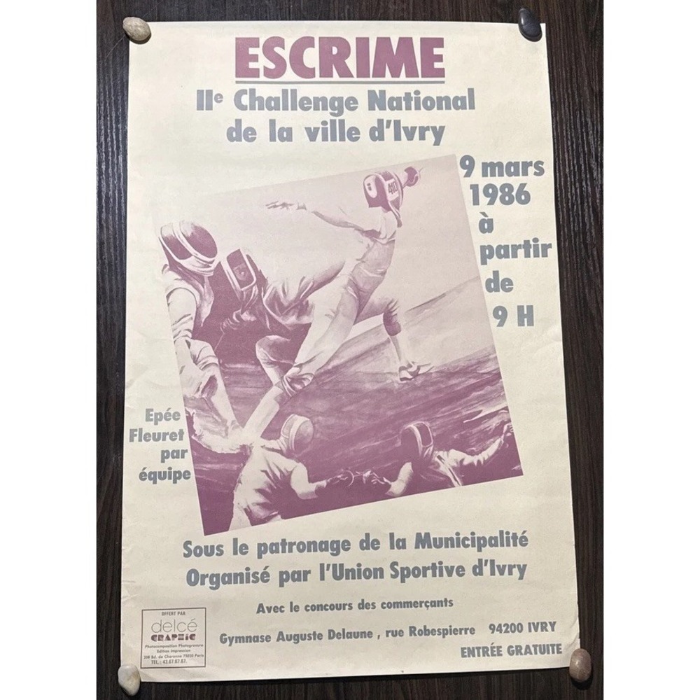 Fencing Poster France, Ivry 1986 ( 2e Challenge National de la ville d'Ivry )